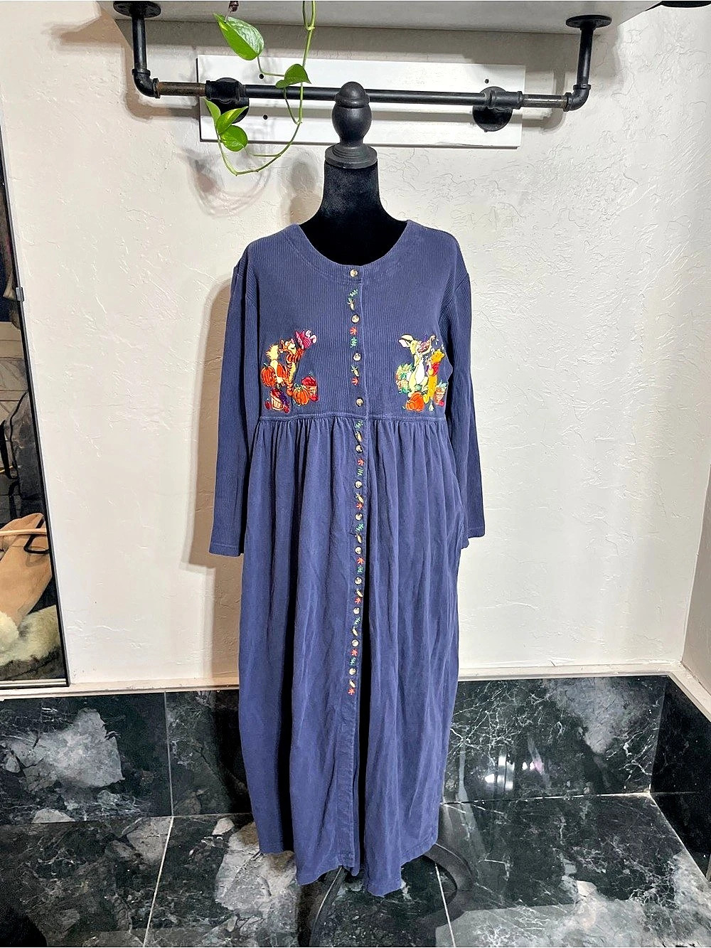 Vintage Winnie the Pooh blue dress, 100% cotton with buttons, from The Disney
